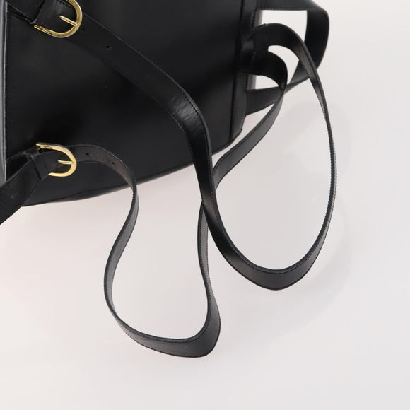 CELINE Backpack Leather Black Gold Auth BAZ409
