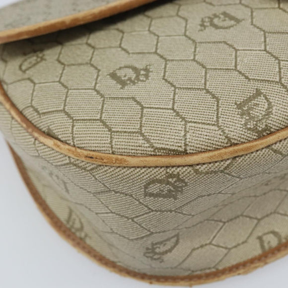 Christian Dior Honeycomb Canvas Shoulder Bag PVC Beige Gold Auth BAZ416