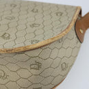 Christian Dior Honeycomb Canvas Shoulder Bag PVC Beige Gold Auth BAZ416-12