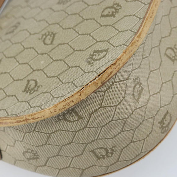 Christian Dior Honeycomb Canvas Shoulder Bag PVC Beige Gold Auth BAZ416