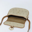 Christian Dior Honeycomb Canvas Shoulder Bag PVC Beige Gold Auth BAZ416-15
