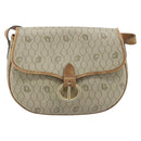 Christian Dior Honeycomb Canvas Shoulder Bag PVC Beige Gold Auth BAZ416-2
