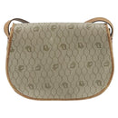 Christian Dior Honeycomb Canvas Shoulder Bag PVC Beige Gold Auth BAZ416-3