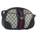 GUCCI GG Supreme Sherry Line Shoulder Bag PVC Navy Gold Auth BAZ417-1