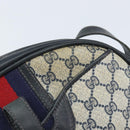 GUCCI GG Supreme Sherry Line Shoulder Bag PVC Navy Gold Auth BAZ417-14