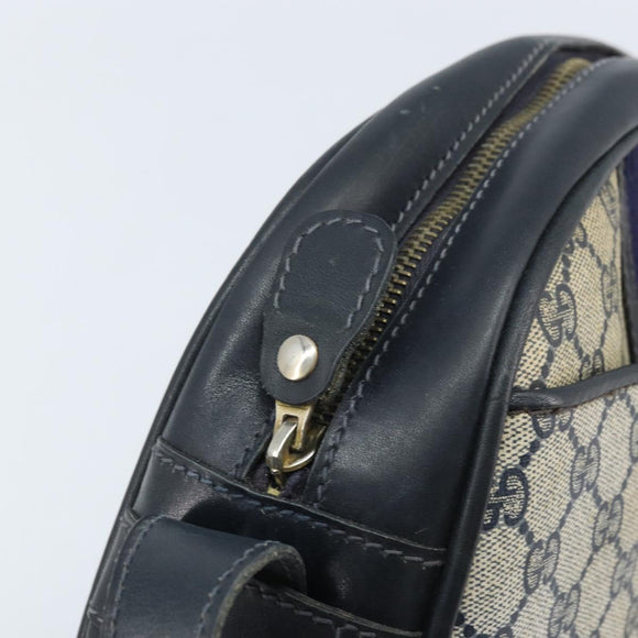GUCCI GG Supreme Sherry Line Shoulder Bag PVC Navy Gold Auth BAZ417