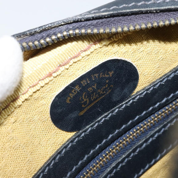 GUCCI GG Supreme Sherry Line Shoulder Bag PVC Navy Gold Auth BAZ417