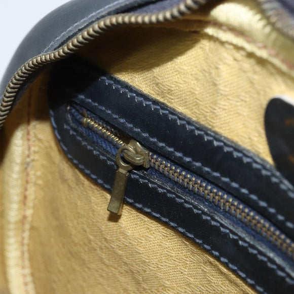 GUCCI GG Supreme Sherry Line Shoulder Bag PVC Navy Gold Auth BAZ417