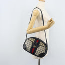 GUCCI GG Supreme Sherry Line Shoulder Bag PVC Navy Gold Auth BAZ417-25