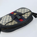 GUCCI GG Supreme Sherry Line Shoulder Bag PVC Navy Gold Auth BAZ417-6
