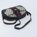 GUCCI GG Supreme Sherry Line Shoulder Bag PVC Navy Gold Auth BAZ417-7