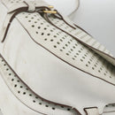 LOUIS VUITTON Leather Perfo Saumur 30 Shoulder Bag White M93997 LV Auth BAZ425A-9