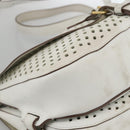 LOUIS VUITTON Leather Perfo Saumur 30 Shoulder Bag White M93997 LV Auth BAZ425A-14