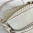 LOUIS VUITTON Leather Perfo Saumur 30 Shoulder Bag White M93997 LV Auth BAZ425A-16