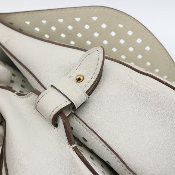LOUIS VUITTON Leather Perfo Saumur 30 Shoulder Bag White M93997 LV Auth BAZ425A