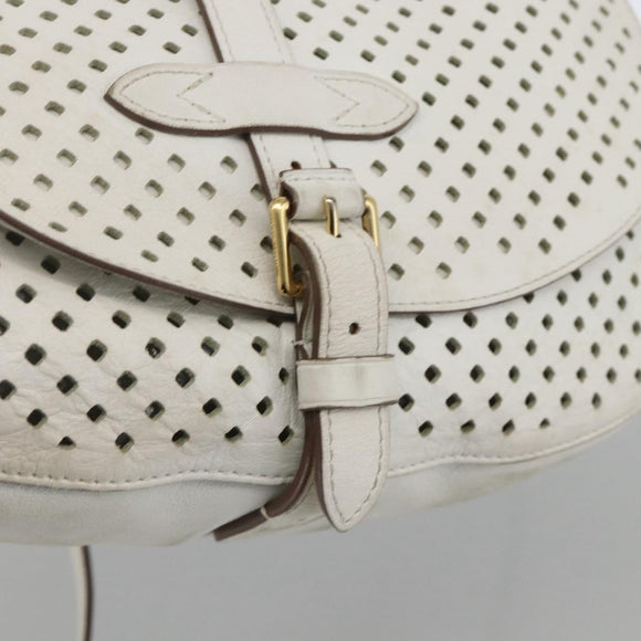 LOUIS VUITTON Leather Perfo Saumur 30 Shoulder Bag White M93997 LV Auth BAZ425A