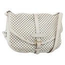 LOUIS VUITTON Leather Perfo Saumur 30 Shoulder Bag White M93997 LV Auth BAZ425A-1
