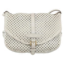 LOUIS VUITTON Leather Perfo Saumur 30 Shoulder Bag White M93997 LV Auth BAZ425A-13