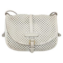 LOUIS VUITTON Leather Perfo Saumur 30 Shoulder Bag White M93997 LV Auth BAZ425A-2