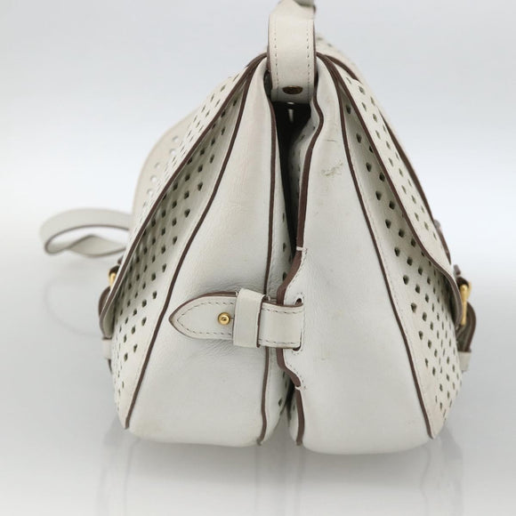 LOUIS VUITTON Leather Perfo Saumur 30 Shoulder Bag White M93997 LV Auth BAZ425A