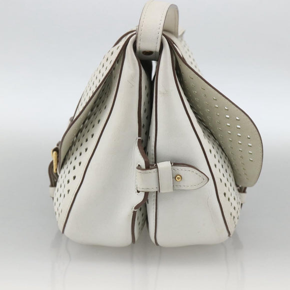 LOUIS VUITTON Leather Perfo Saumur 30 Shoulder Bag White M93997 LV Auth BAZ425A