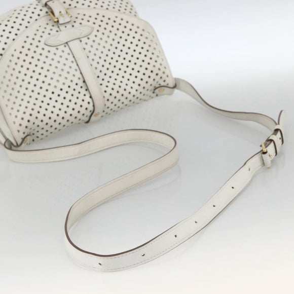 LOUIS VUITTON Leather Perfo Saumur 30 Shoulder Bag White M93997 LV Auth BAZ425A