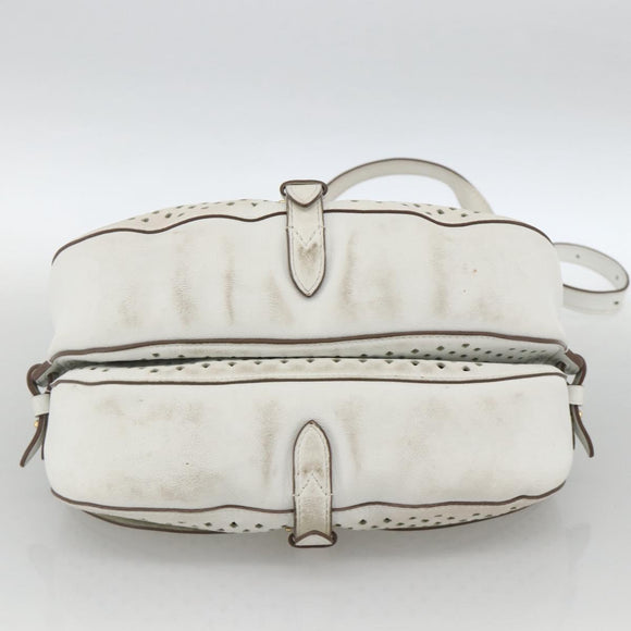 LOUIS VUITTON Leather Perfo Saumur 30 Shoulder Bag White M93997 LV Auth BAZ425A
