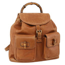 GUCCI Bamboo Backpack Leather Brown Gold 003.58.0016 Auth BAZ426-1