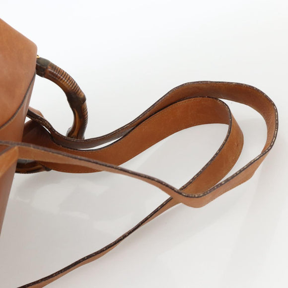 GUCCI Bamboo Backpack Leather Brown Gold 003.58.0016 Auth BAZ426