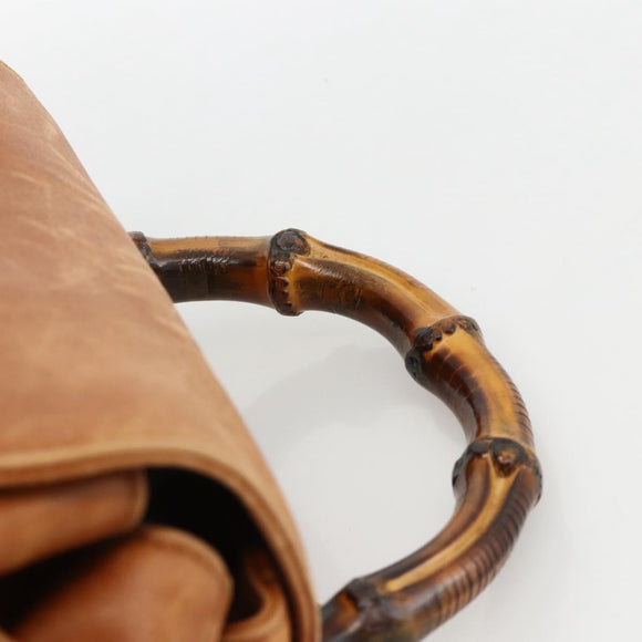 GUCCI Bamboo Backpack Leather Brown Gold 003.58.0016 Auth BAZ426