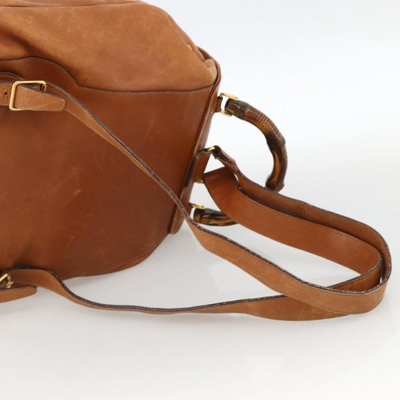 GUCCI Bamboo Backpack Leather Brown Gold 003.58.0016 Auth BAZ426