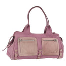 Salvatore Ferragamo Gancini Tote Bag Leather Pink Silver Auth BAZ427-1
