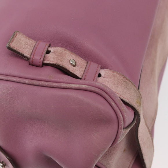 Salvatore Ferragamo Gancini Tote Bag Leather Pink Silver Auth BAZ427