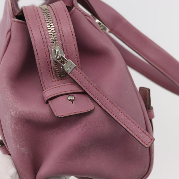 Salvatore Ferragamo Gancini Tote Bag Leather Pink Silver Auth BAZ427
