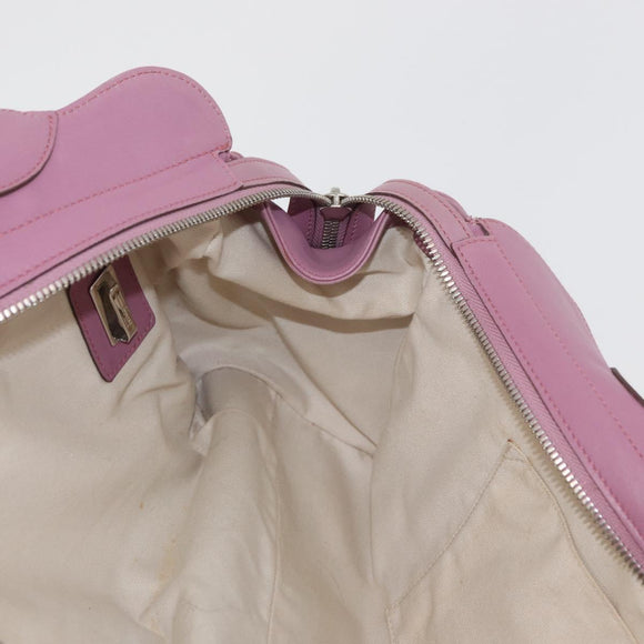 Salvatore Ferragamo Gancini Tote Bag Leather Pink Silver Auth BAZ427