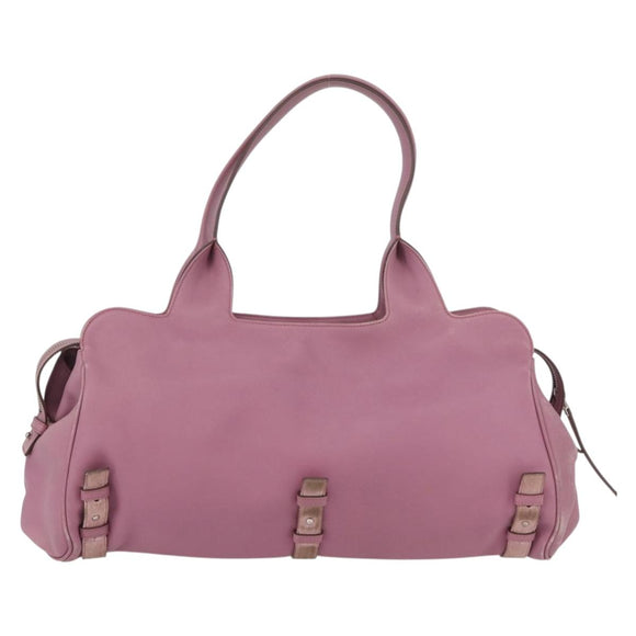Salvatore Ferragamo Gancini Tote Bag Leather Pink Silver Auth BAZ427