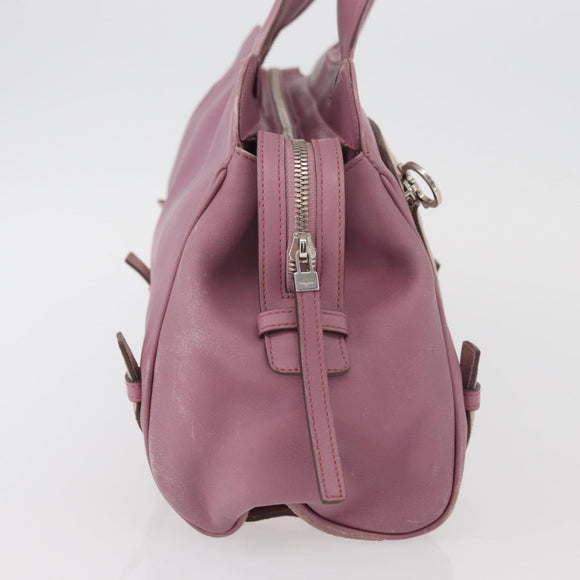 Salvatore Ferragamo Gancini Tote Bag Leather Pink Silver Auth BAZ427