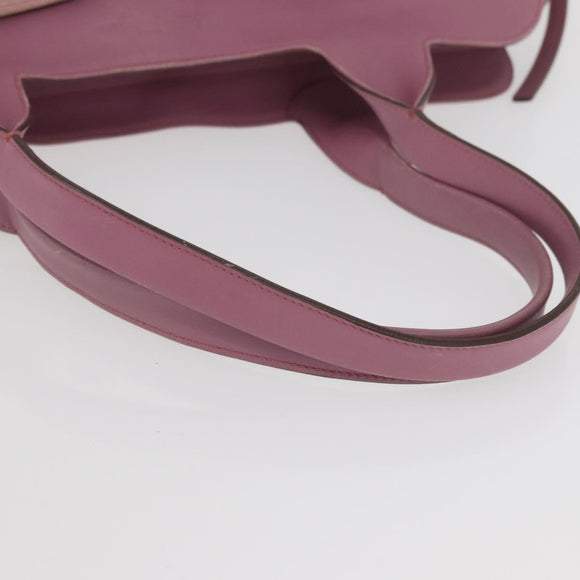 Salvatore Ferragamo Gancini Tote Bag Leather Pink Silver Auth BAZ427