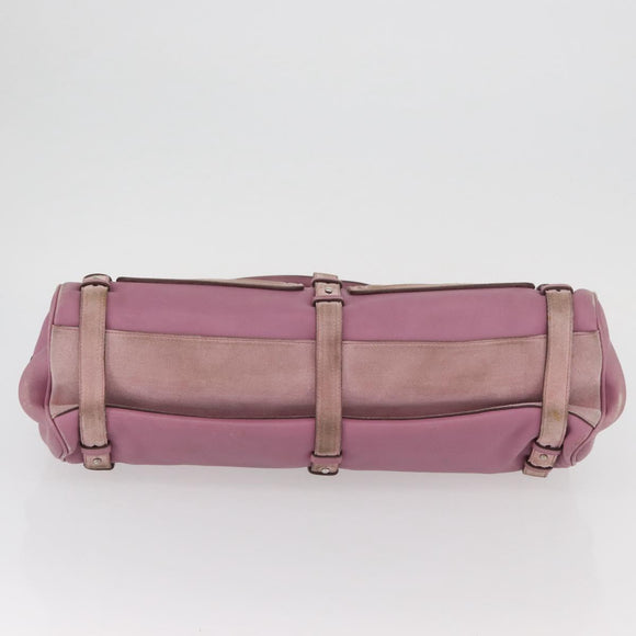 Salvatore Ferragamo Gancini Tote Bag Leather Pink Silver Auth BAZ427