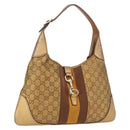 GUCCI GG Canvas Guccissima Sherry Line Bag Leather Gold 153029 Auth BAZ429-1