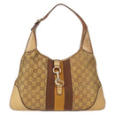 GUCCI GG Canvas Guccissima Sherry Line Bag Leather Gold 153029 Auth BAZ429-2