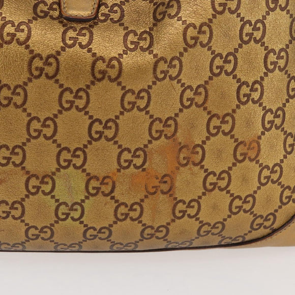 GUCCI GG Canvas Guccissima Sherry Line Bag Leather Gold 153029 Auth BAZ429
