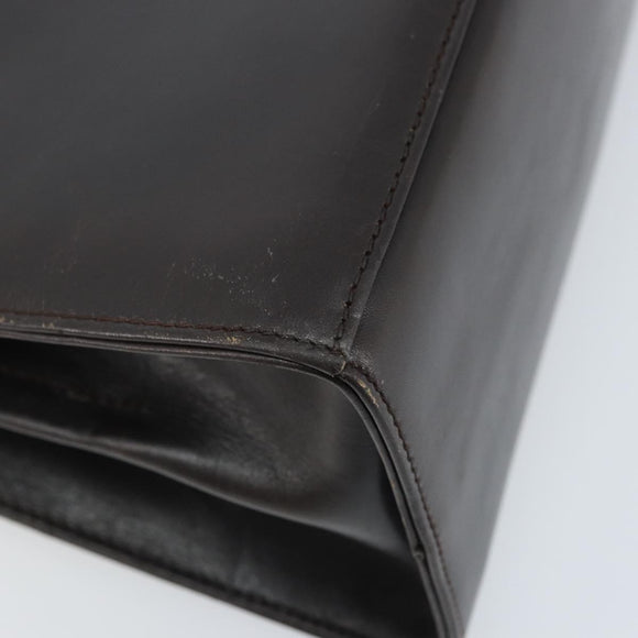 Salvatore Ferragamo Gancini Hand Bag Leather 2way Dark Brown Gold Auth BAZ434