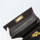 Salvatore Ferragamo Gancini Hand Bag Leather 2way Dark Brown Gold Auth BAZ434-16