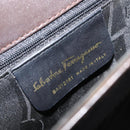 Salvatore Ferragamo Gancini Hand Bag Leather 2way Dark Brown Gold Auth BAZ434-17