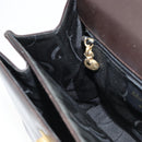 Salvatore Ferragamo Gancini Hand Bag Leather 2way Dark Brown Gold Auth BAZ434-20