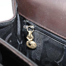 Salvatore Ferragamo Gancini Hand Bag Leather 2way Dark Brown Gold Auth BAZ434-21