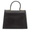 Salvatore Ferragamo Gancini Hand Bag Leather 2way Dark Brown Gold Auth BAZ434-3