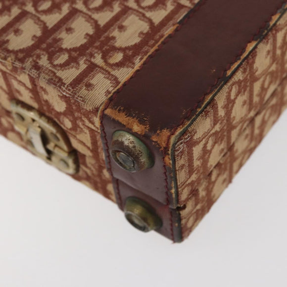 Christian Dior Trotter Canvas Trunk Red Gold Auth BAZ436