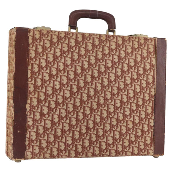 Christian Dior Trotter Canvas Trunk Red Gold Auth BAZ436